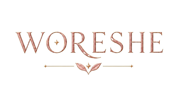 Logo with the word 'WORESHE' in a decorative font on a white background